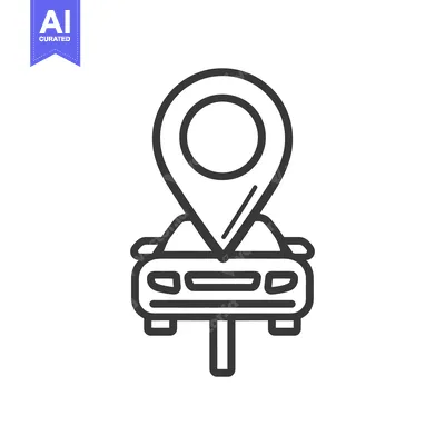 Aset desain premium: Car Location Icon: Modern Automotive Navigation Symbol in Black and Wh