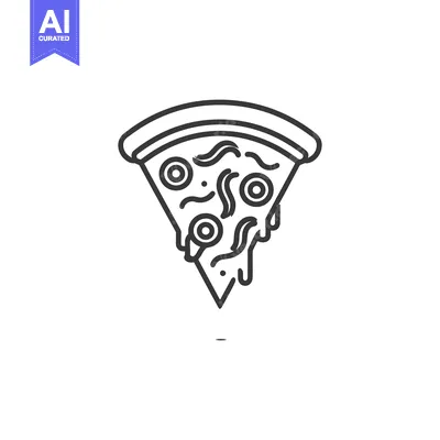 Aset desain premium: Minimalist Pizza Slice Icon with Dripping Cheese and Pepperoni Topping