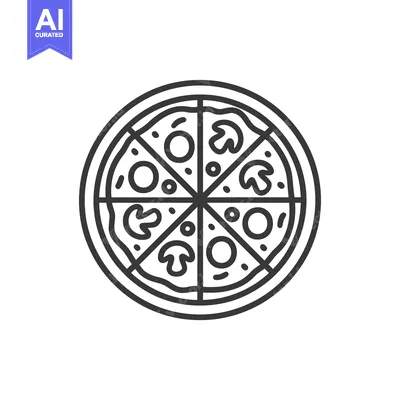 Aset premium populer: Minimalist Pizza Icon with Mushroom and Olive Toppings