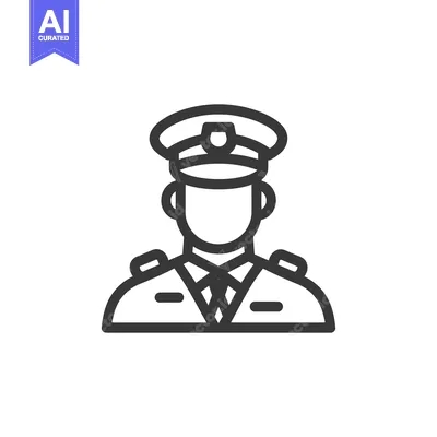 Aset desain premium: Minimalist Icon of a Police Officer in Uniform