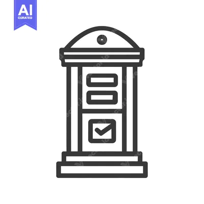 Elegant Voting Booth Icon with Checkmark, Minimalist Design