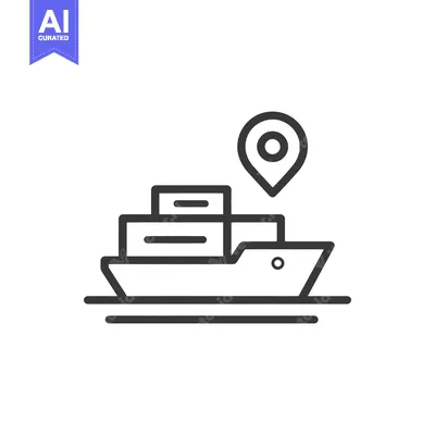 Popular premium asset: Cruise Ship Location Icon: Minimalist Black and White Vector Illustrat