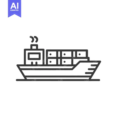 Popular premium asset: Minimalist Cargo Ship Icon with Smoke Stacks and Containers