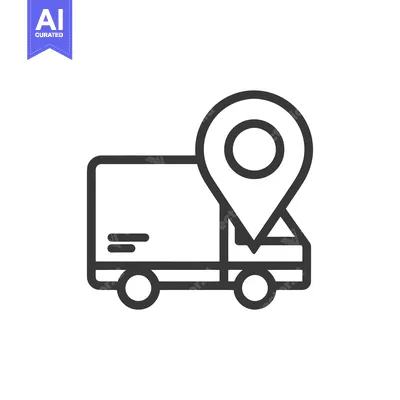 Premium design asset: Delivery Truck with Location Pin Icon, Logistics Symbol, Minimalist De