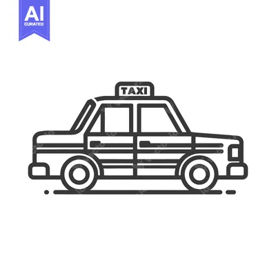 Aset desain premium: Minimalist Taxi Icon: Bold Outline, Modern Design, Transportation Symb