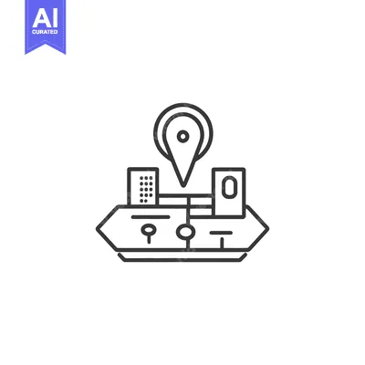 Aset premium populer: An illustrated map with buildings and location marker graphic