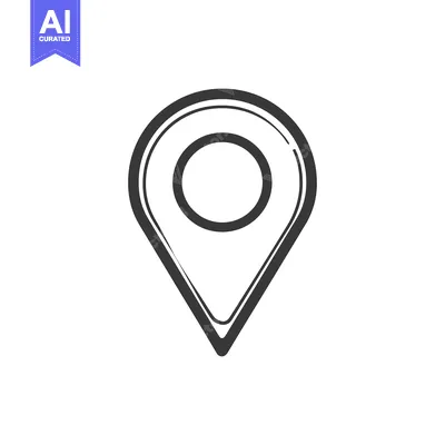 Aset premium populer: Sleek Black and White Location Pin Icon with Double Outline Design
