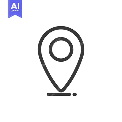 Aset desain premium: Minimalist Dark Gray Location Pin Icon on White Background