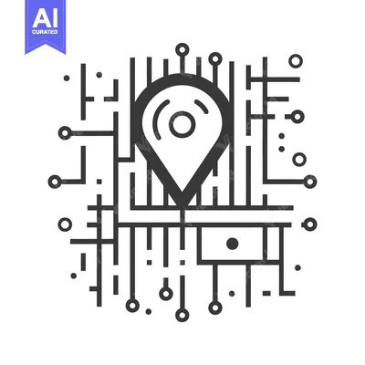 Aset premium populer: Location Pin Icon Inside Circuit Board