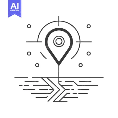 Location Pin Targeted by a Circular Crosshair Over Abstract Circuitry