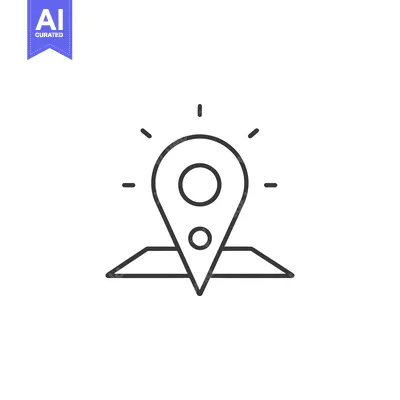Aset desain premium: Location Pin with Sunburst and Flat Surface