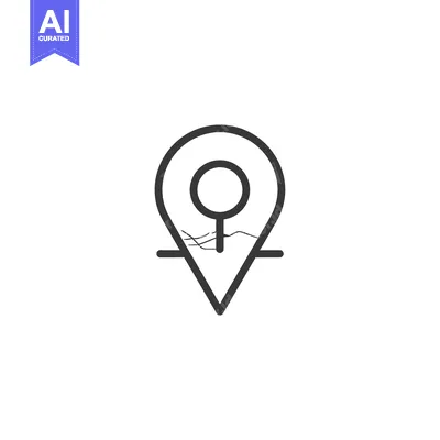 Aset desain premium: Location Pin with Wave Illustration