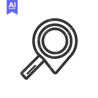 Aset desain premium: Minimalist Location Pin Icon with Concentric Circle Design on White Ba