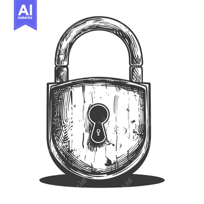 Aset premium populer: An old fashioned drawing of a closed metal padlock
