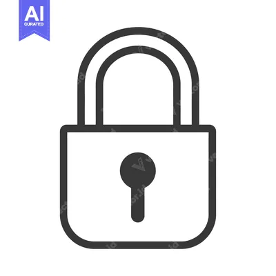 Aset desain premium: A simple black and white illustration of a closed padlock