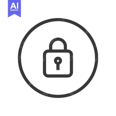 Aset desain premium: Minimalist Lock Icon Inside Circle, Security Symbol, Dark Gray Outline