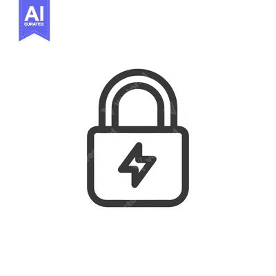 Aset premium populer: Secure Energy: Padlock Icon with Lightning Bolt, Modern Design