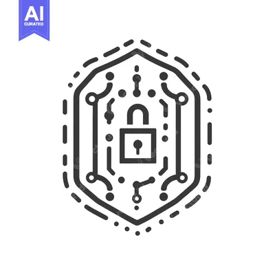 Aset desain premium: Lock Secured Within Circuit Board Icon