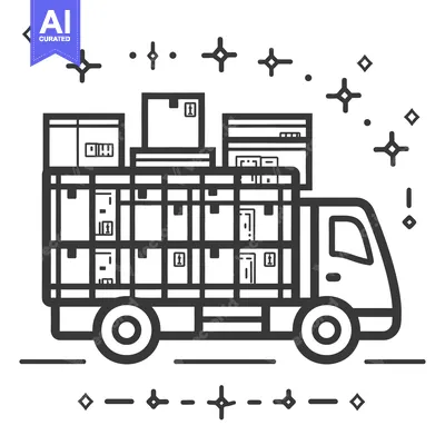 Aset premium populer: A delivery truck is transporting many packaged boxes for shipment