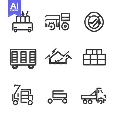 Download Collection of various line art icons depicting different transportatio Vector Graphic