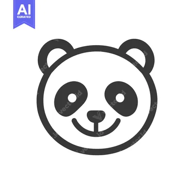 Download A smiling panda face with black markings and round ears Vector Graphic