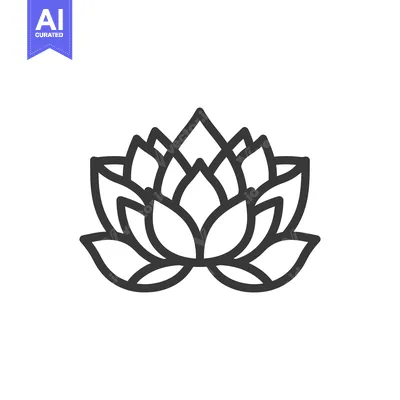 Aset desain premium: A centered minimalist illustration featuring a blooming lotus flower