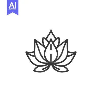 Aset premium populer: A simple outline drawing of a beautiful lotus flower