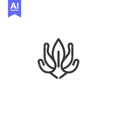 Download An elegant minimalist emblem of plant with leaves and curves Vector Graphic
