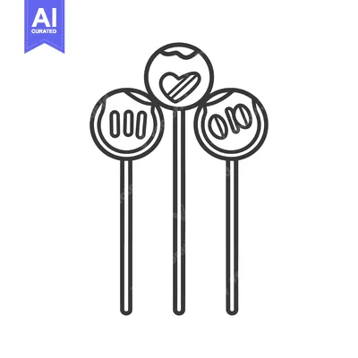 Download Three decorative round desserts on sticks with various designs Vector Graphic