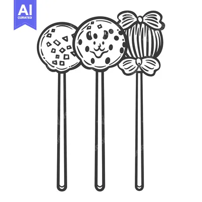 Download Three decorated dessert treats displayed on slender wooden sticks Vector Graphic