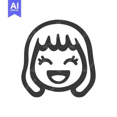 Aset desain premium: A happy girl smiling with a wide open joyful expression on her face