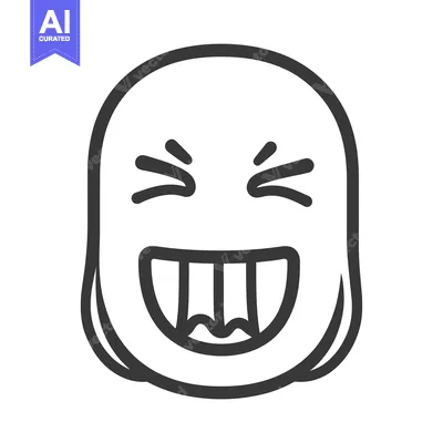 Aset premium populer: A comical face smiling broadly with eyes crinkled and closed