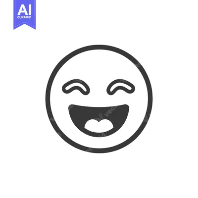 Aset desain premium: A happy circular face expressing positive emotion with open mouth