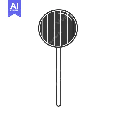 Premium design asset: A black and white illustration of a simple round lollipop
