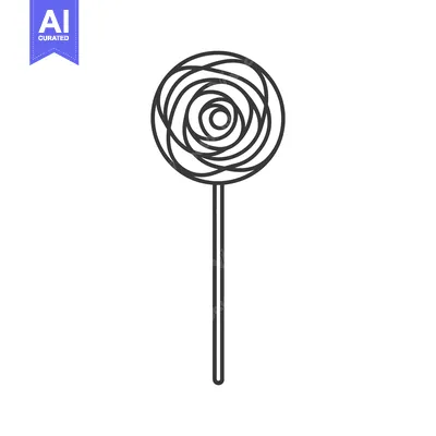 Aset desain premium: A simple black and white drawing of a spiral lollipop