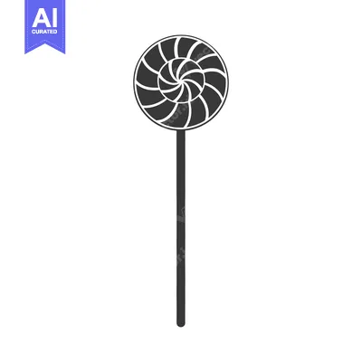 Premium design asset: A black and white circular swirl lollipop on a stick