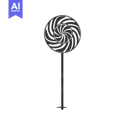 A simple monochrome image depicting a circular swirl lollipop
