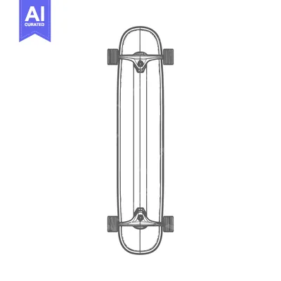 Aset premium populer: The stylized illustration of a long skateboard with wheels
