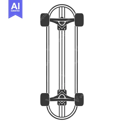 Aset premium populer: Overhead view shows a simple skateboard with a symmetrical design