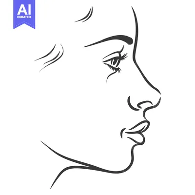 Aset premium populer: Side profile illustration showing a delicate outline of a face