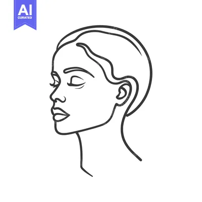 Aset desain premium: A Simple Linear Illustration of A Woman in Profile