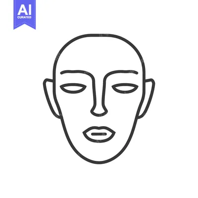 Aset desain premium: A simple black and white line drawing of a human face