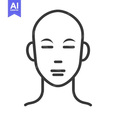 Aset desain premium: Front facing minimalist line art illustration of a human face