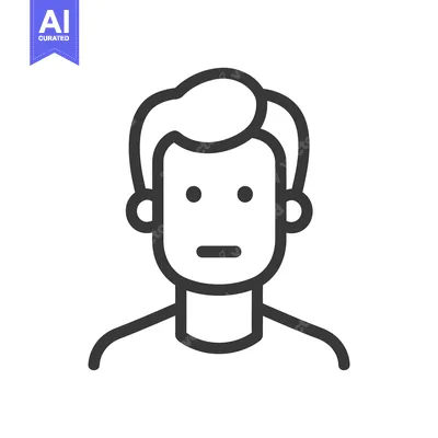 Aset desain premium: A simplified line drawing depicting a male person or figure