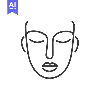 Aset desain premium: A simple graphic of a human face with closed eyes