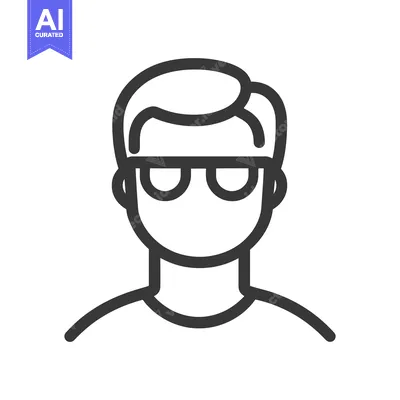 Aset desain premium: A simple line art illustration of a person wearing glasses