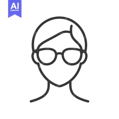 Aset premium populer: Outline drawing of a person wearing glasses and a short hairstyle