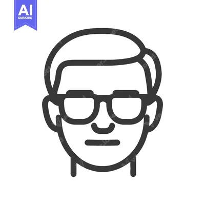 Aset premium populer: A simple linear illustration of a person wearing eyeglasses