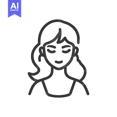 Aset premium populer: Minimalist Line Art Portrait of a Serene Woman with Closed Eyes