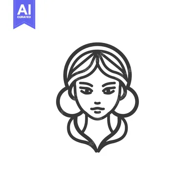 Aset premium populer: Minimalist Woman Portrait Icon with Elegant Hairstyle and Clean Lines
